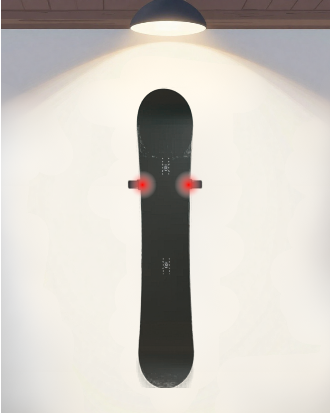 vertical wall mount could damage the snowboard if too tight or crooked