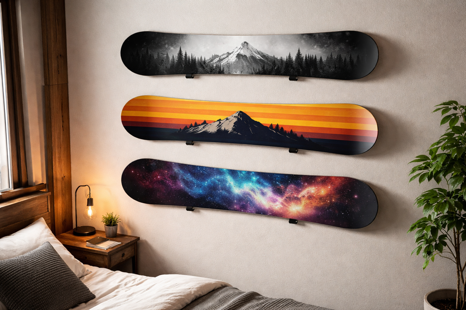 perfect place at home for summer snowboard storage. cool and dry