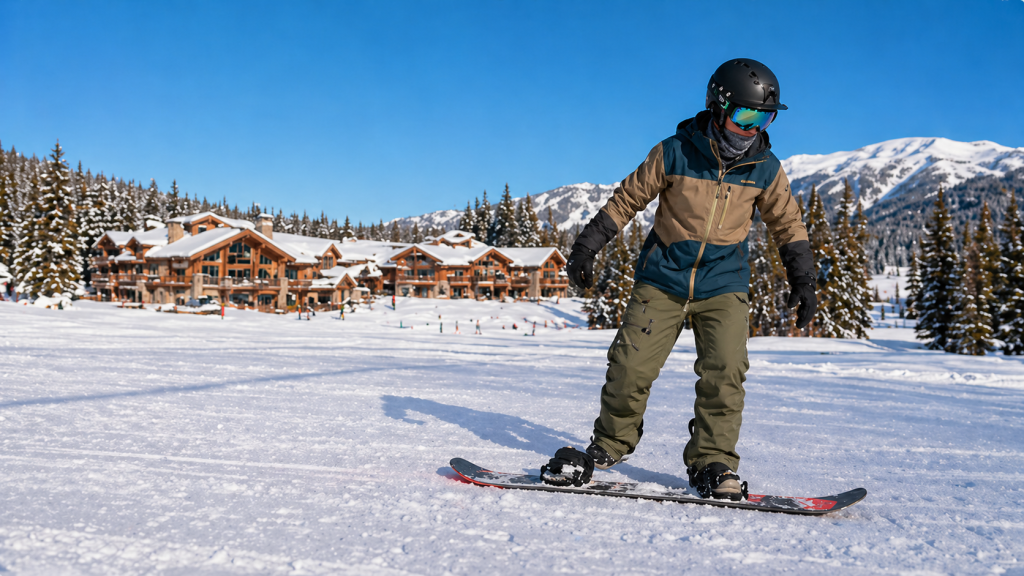 Skating on snowboard over a flat section